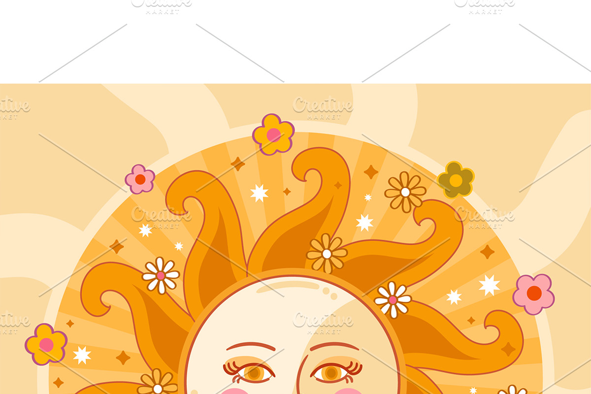 Retro Floral Sun Illustration, a Seasonal Illustration by MISS CHATZ (Photo 3 of 3)