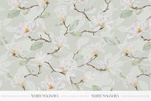 Watercolor White Magnolia Mijelo