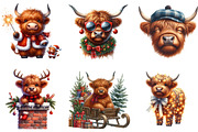 Christmas Highland Cow Clipart, an Illustration by DreamArtGraphic (Thumbnail 3 of 5)