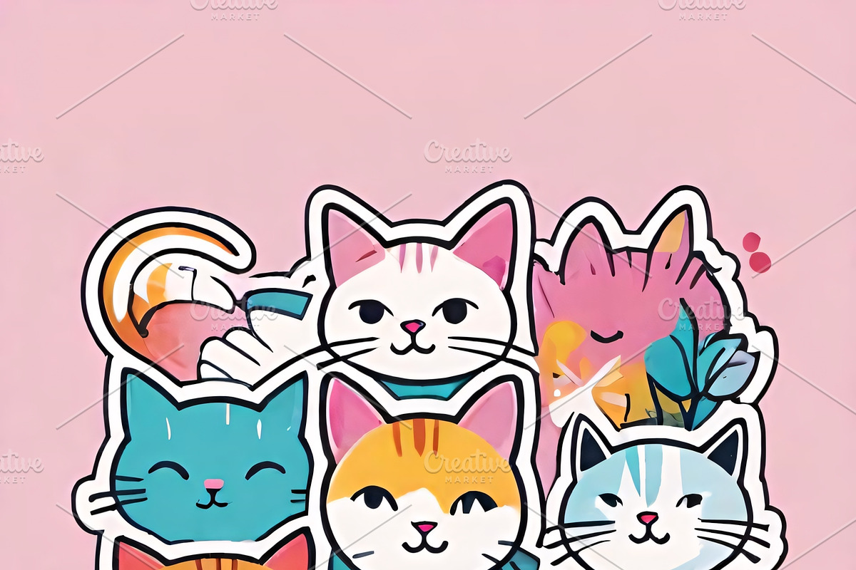 Cute Kawaii Cats & Bunny Bundle, an Illustration by ETARA by Mea Hau (Photo 6 of 10)