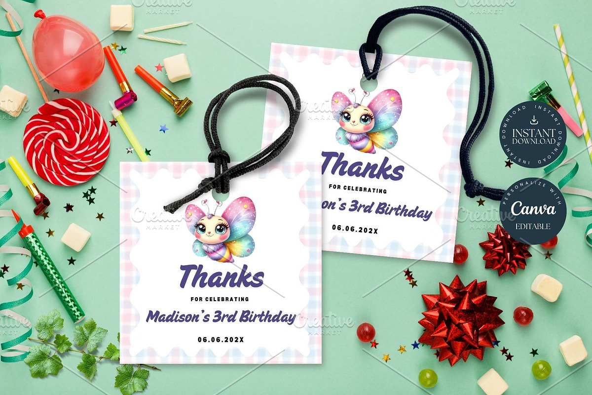 Pastel Butterfly Thank You Tag, an Invitation Template by Tracia Creative (Photo 3 of 4)