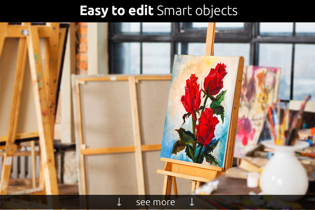 Art Canvas Realistic Gallery Mock-Up, a Print Template by denisespinoza (Photo 3 of 5)