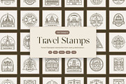 150 Travel Stamps, an Outline Icon by Prosymbols (Thumbnail 1 of 9)