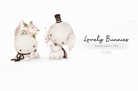 LOVELY BUNNIES watercolor set