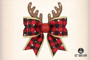 Reindeer Bow PNG, Christmas Bow Png, an Illustration by Dream Creation