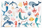 Watercolor Ocean Clipart. Sea Life, an Illustration by Hanna's ArtLab (Thumbnail 2 of 4)