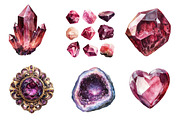 Burgundy Crystals and Gems Clipart, an Illustration by CreationArt (Thumbnail 5 of 5)