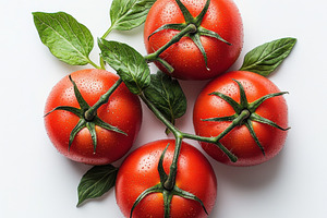 Fresh Tomatoes with green leaves, fr, a Food & Drink Photo by Pixeness Studio