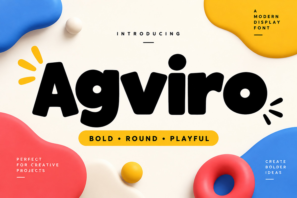 Agviro – Bold Rounded Display Font, a Script Font by Wow Magic (Photo 1 of 5)
