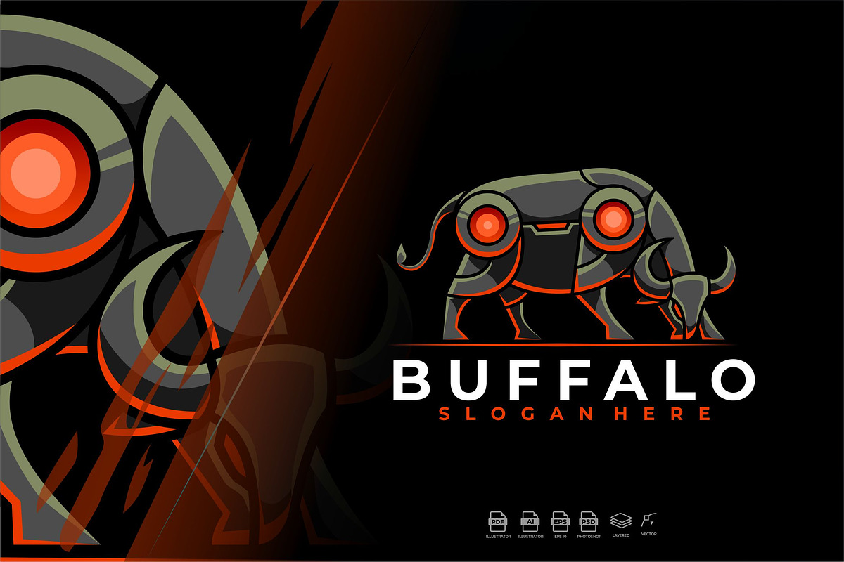 Modern Mecha Robotic Buffalo Logo, a Branding & Logo Template by Rupture