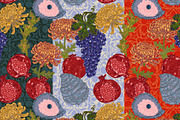 Pomegranate Grape Chrysanthemum, a Pattern Graphic by NayaChu (Thumbnail 1 of 9)