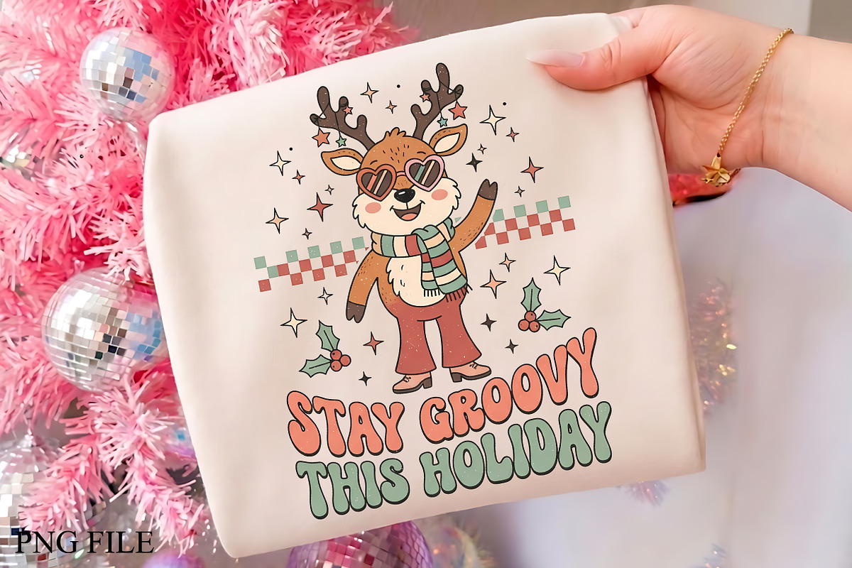Stay Groovy This Holiday Reindeer, a Seasonal Illustration by CrexoraLab (Photo 1 of 4)