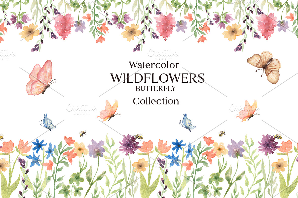 Watercolor Wildflower & Butterfly, a Decorative Illustration by MayaNavits (Photo 1 of 8)