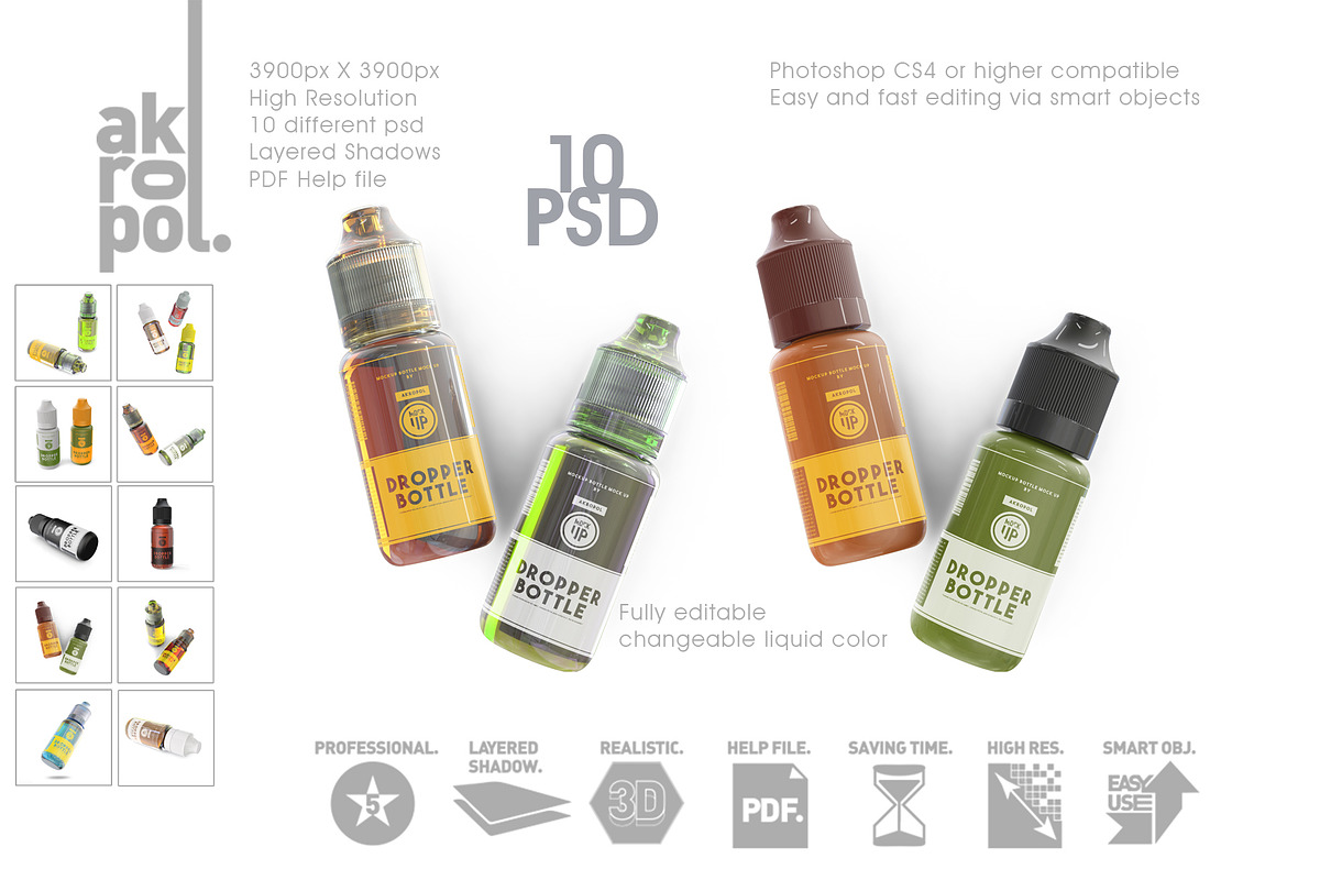 Unicorn Dropper Bottles Mock-up, a Cups & Container Mockup by akropol (Photo 12 of 14)