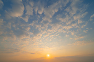 Sunset sky. Abstract nature background. Dramatic blue with orang