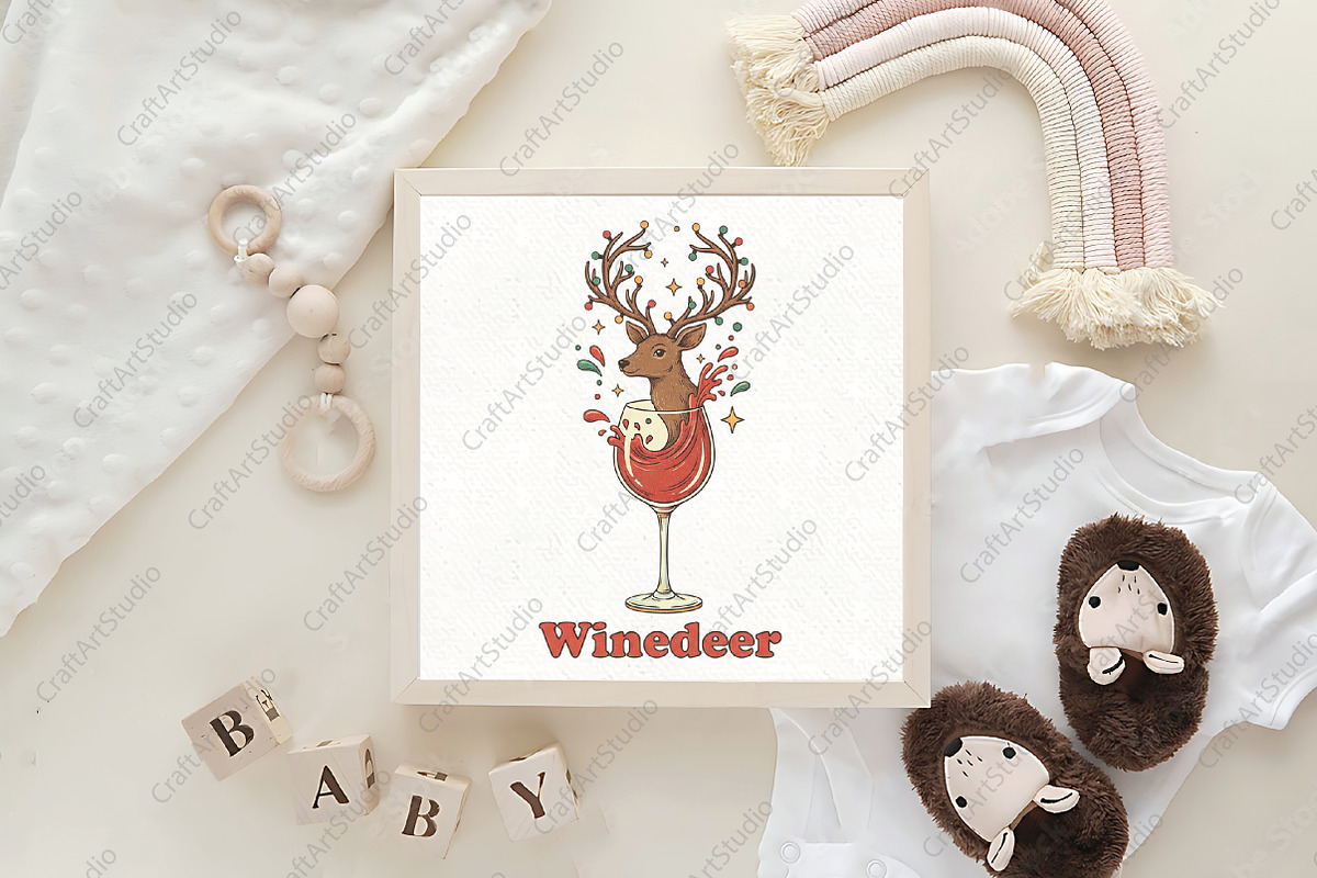 Winedeer Reindeer Christmas Xmas PNG, an Illustration by CraftArtStudio (Photo 4 of 4)