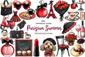 Parisian Summer Clipart, an Illustration by CreationArt