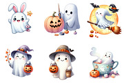 Watercolor Halloween Cute Ghost, an Illustration by DreamArtGraphic (Thumbnail 4 of 5)