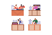 Street food stalls with vendors set, a Food Illustration by Good Studio (Thumbnail 3 of 3)