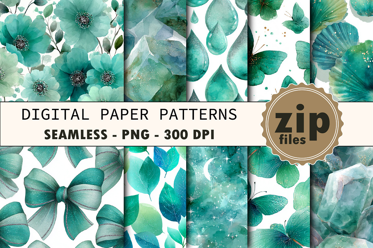 Green Silver Glitter Digital Paper, a Texture Graphic by CitraGraphics (Photo 1 of 6)