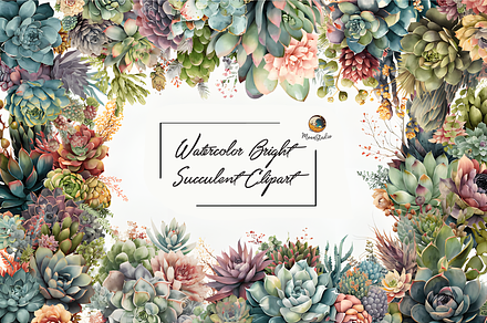 Watercolor Bright Succulent Clipart, a Graphic by Moon Studio