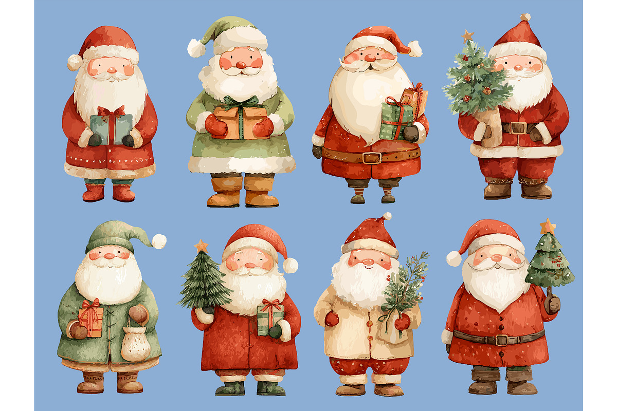 Christmas santa claus characters set, a Seasonal Illustration by Ksania