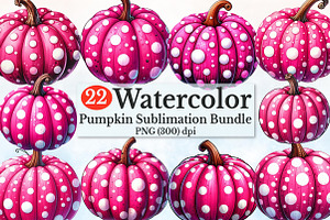 Watercolor pumpkin Sublimation Clipa, a Seasonal Illustration by Rose Art