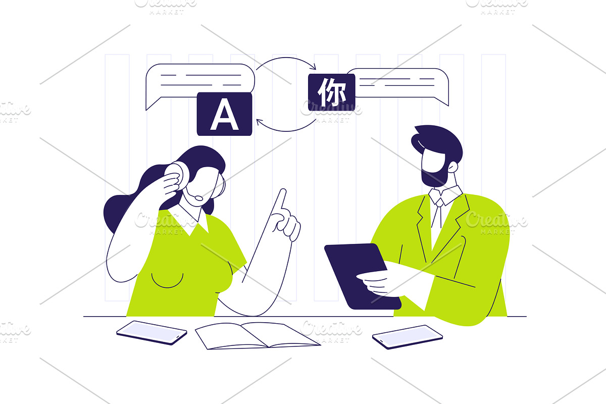Translation service isolated cartoon, a Finance Illustration by Visual Generation