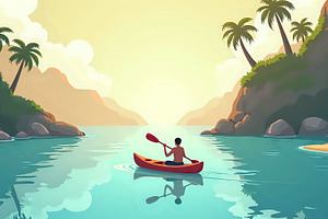 Island Canoe Ride Through Calm Lagoo, a Photo by LOGOCREATIVE