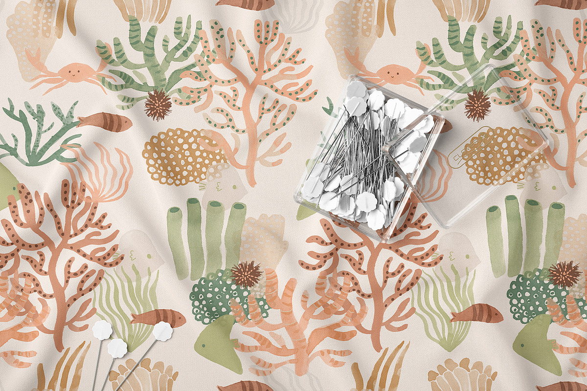 Watercolor Coral Fishes Sea Pattern, a Pattern Graphic by StudioGlouna