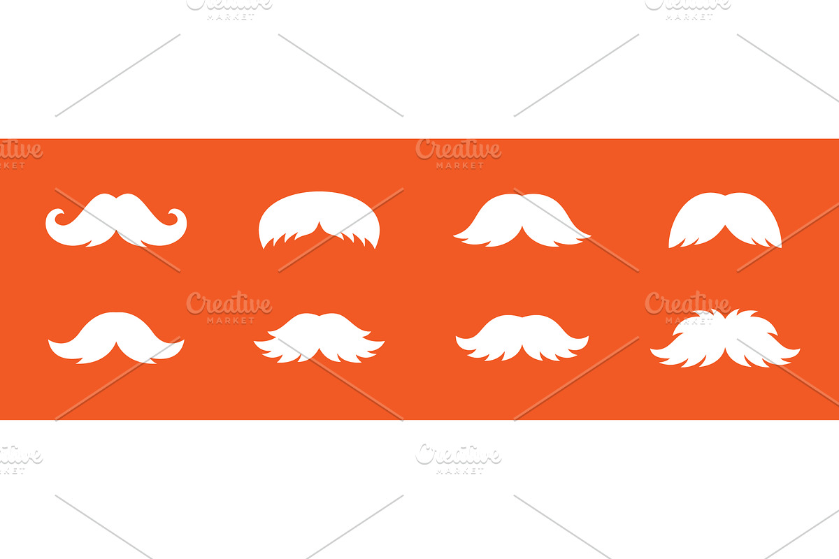 White moustache silhouettes on, an Object Illustration by GraphiShop