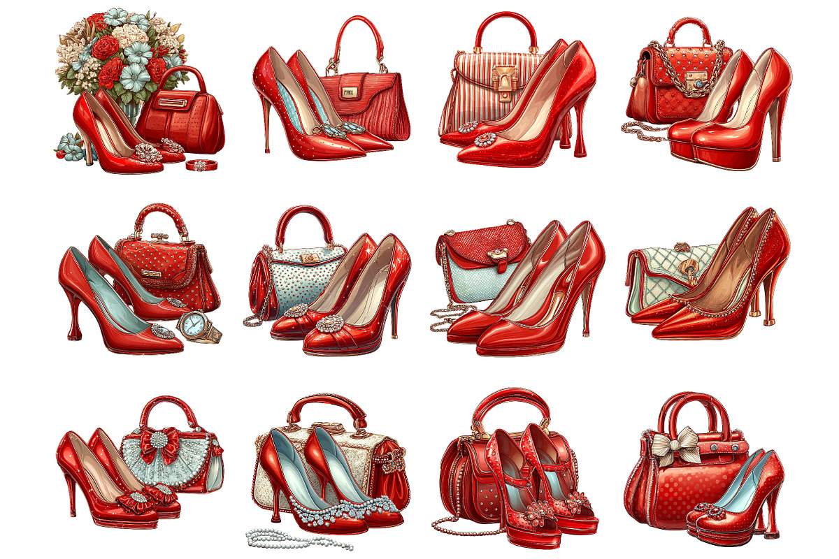 Red Luxury Bag and Heels Clipart, an Illustration by DreamArtGraphic (Photo 4 of 5)