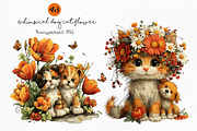 Whimsical Dog Cat Flower Clipart PNG, a Seasonal Illustration by Craft Nest (Thumbnail 1 of 12)