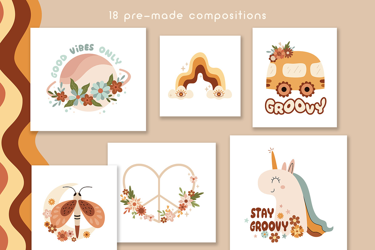 Retro groovy baby collection, a Seasonal Illustration by JulzaArt (Photo 6 of 12)
