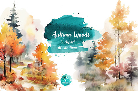 Autumn Forest Vignettes clipart, a Seasonal Illustration by Verdigris Studios