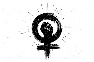 women resist symbol raised fist icon, an Object Illustration by Black White Mouse Design