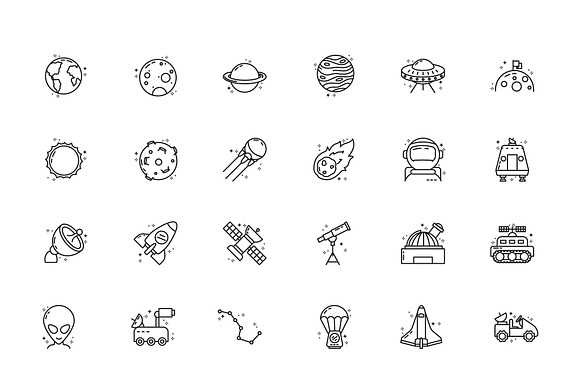 Space Exploration Outline Icons preview 2
