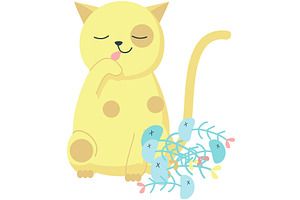 Vector well-fed cat cute pet animal, an Animal Illustration by SiberianArt