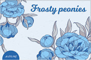 Clipart with blue peonies flowers, a Decorative Illustration by EshaStudio (Thumbnail 2 of 7)