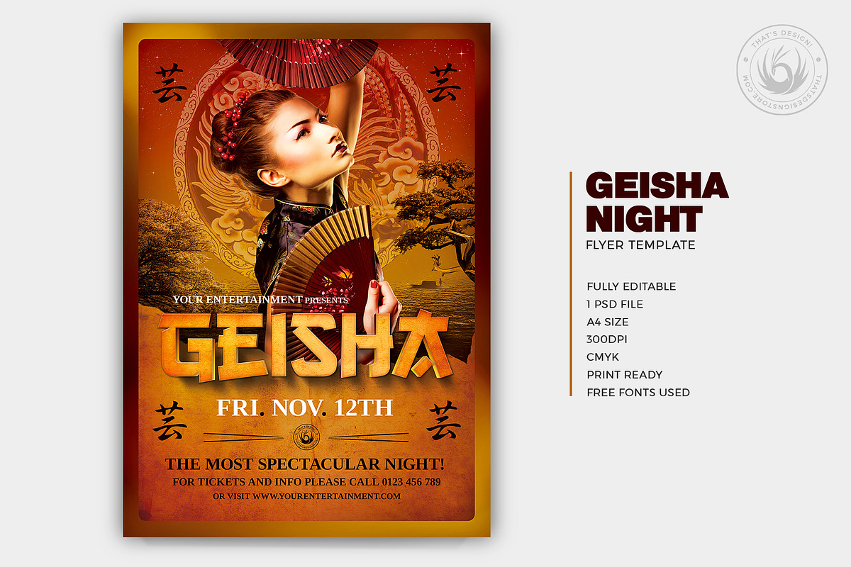 Geisha Night Flyer Template V3, a Flyer Template by ThatsDesignArt (Photo 2 of 7)