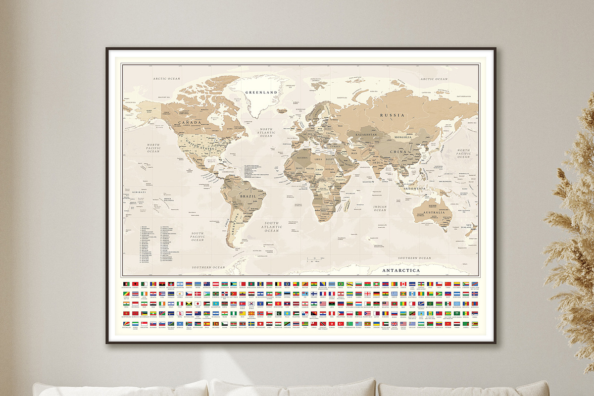 World Map Poster Bundle with Flags, an Education Illustration by AdrianDragne (Photo 8 of 11)