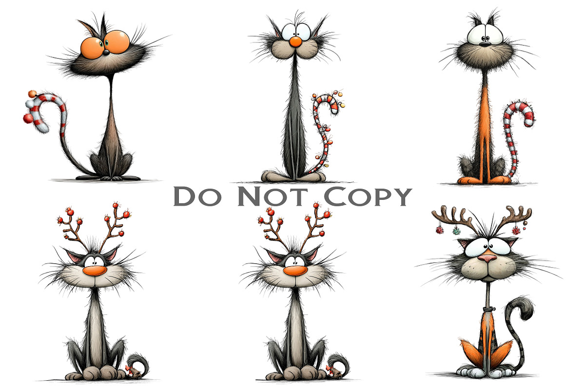 Quirky Christmas Cat Clipart, an Illustration by Craft Nest (Photo 7 of 13)
