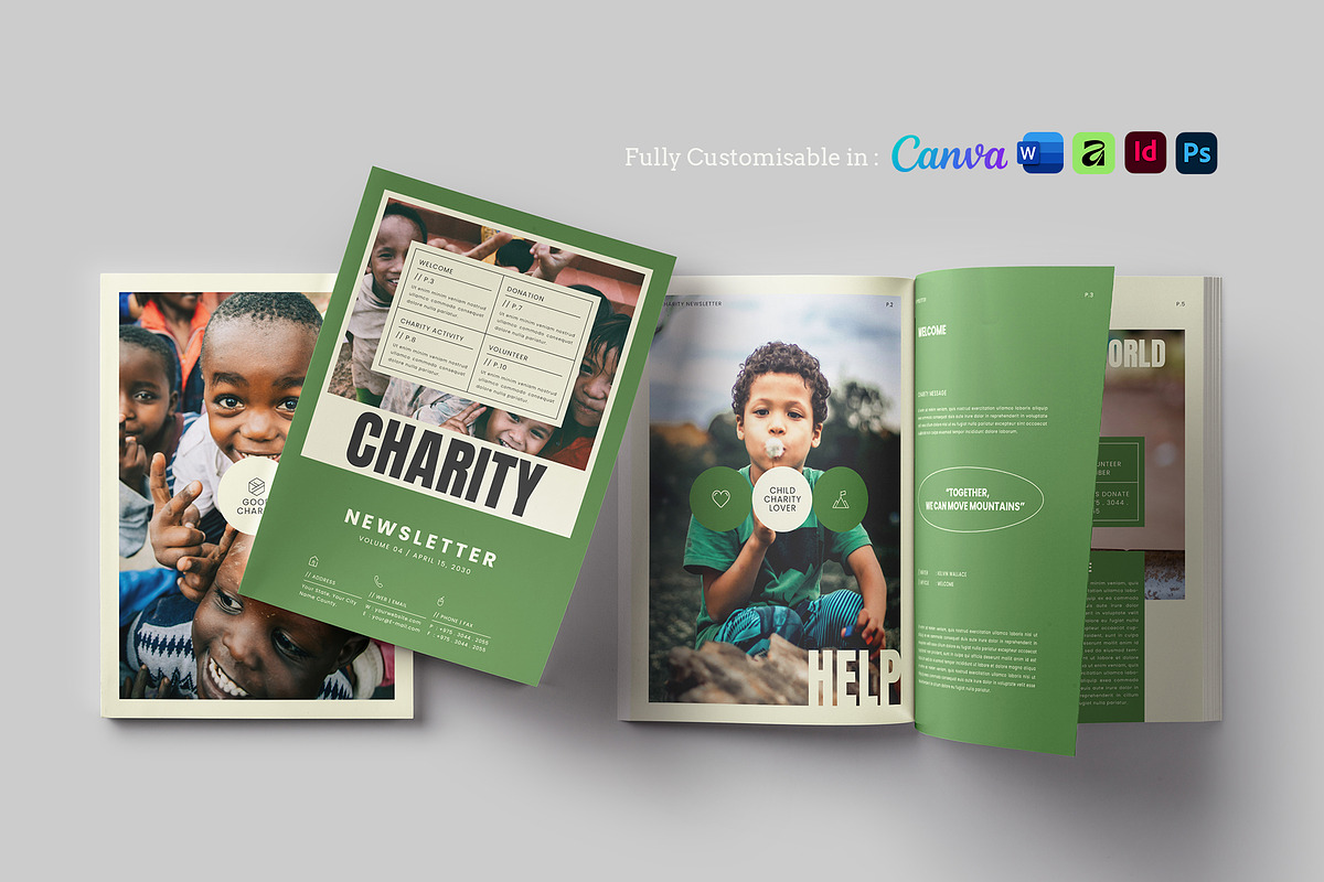 Charity Newsletter Brochure Template, a Brochure Template by Designsoul14 (Photo 1 of 8)