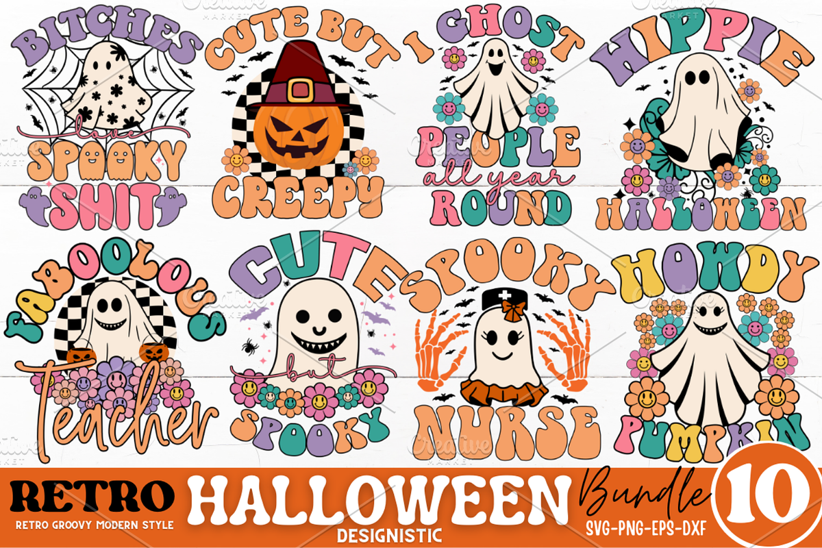 Mega Retro Halloween SVG Bundle, an Object Graphic by Design's Dark (Photo 2 of 9)