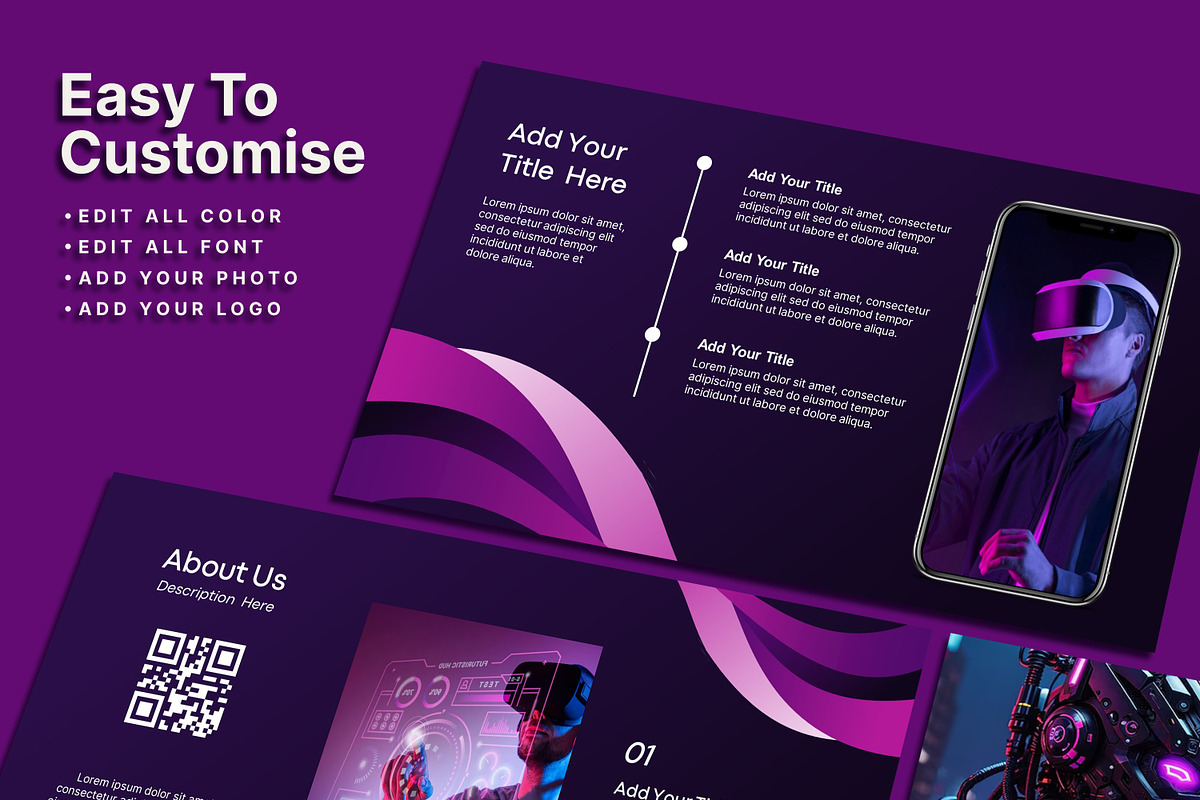 Futuristic Purple Powerpoint Templat, a Presentation Template by SKY CREATION (Photo 2 of 6)