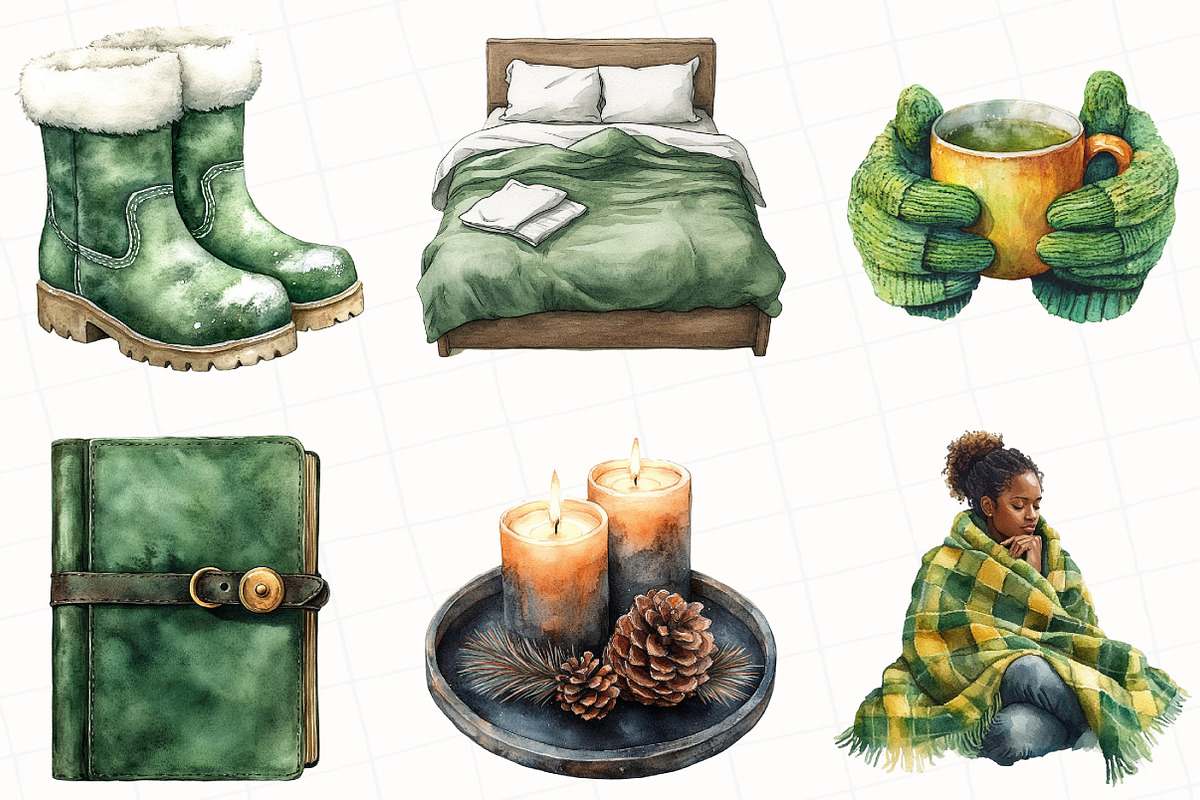 Black Girl Winter Evening Clipart, an Illustration by OK Design (Photo 3 of 5)
