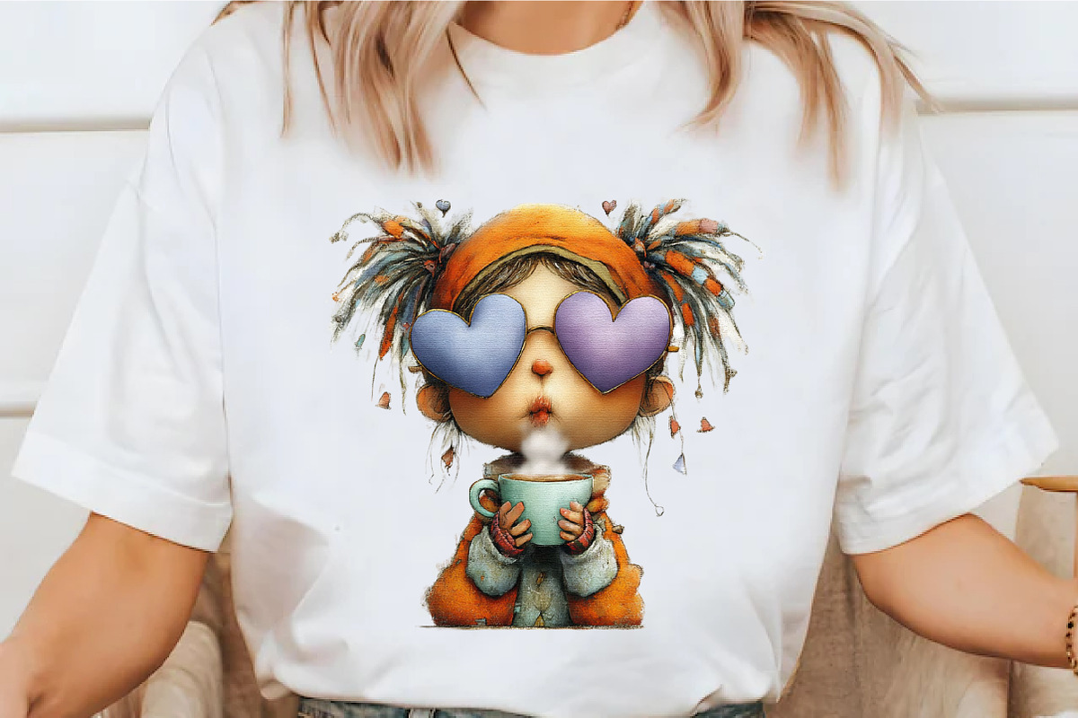 Whimsical Valentine Coffee Girl Clip, an Illustration by designcity5 (Photo 3 of 5)