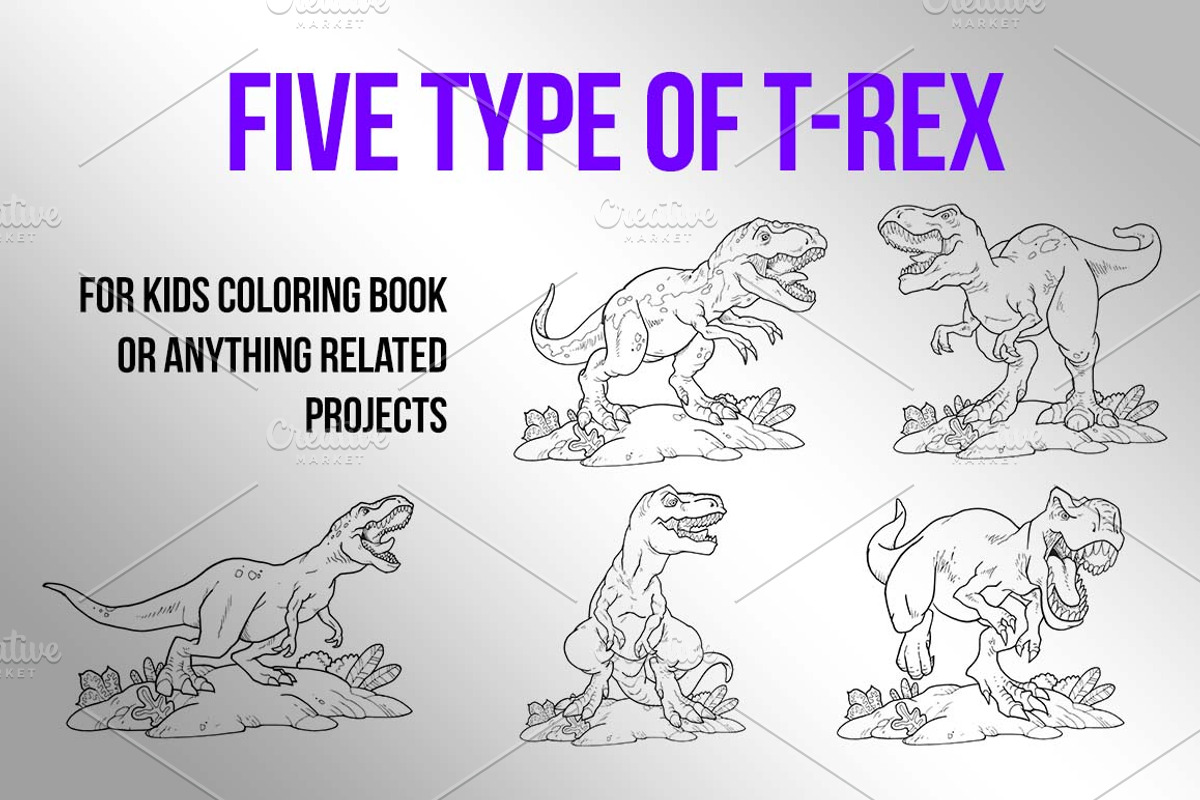 Tyrannosaurus Rex Outline Vector, an Education Illustration by SCworkspace (Photo 2 of 2)