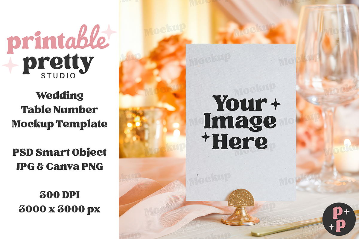 Blush Wedding Table Number Mockup, a Product Mockup by Printable Pretty Studio (Photo 9 of 10)