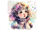 Whimsical Girl Happy NewYear clipart, a Seasonal Illustration by Creative design (Thumbnail 5 of 7)